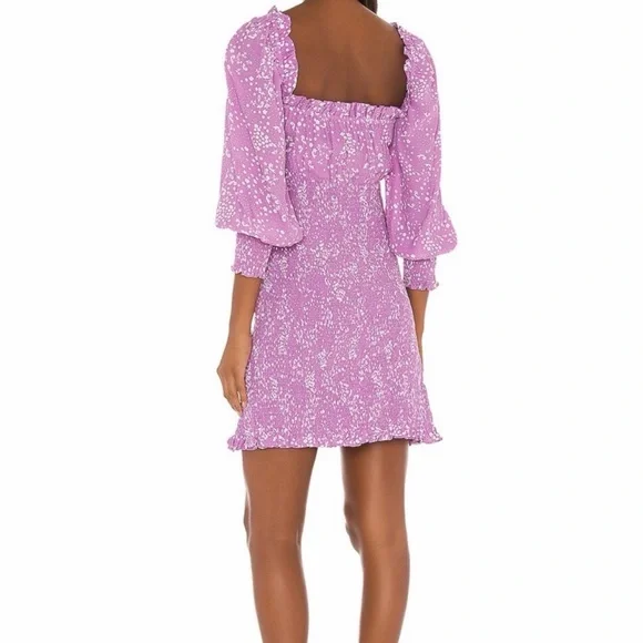 Faithfull The Brand Gombardy Mini Dress in Stevie Floral Size XL / US 10 Purple - Picture 3 of 14